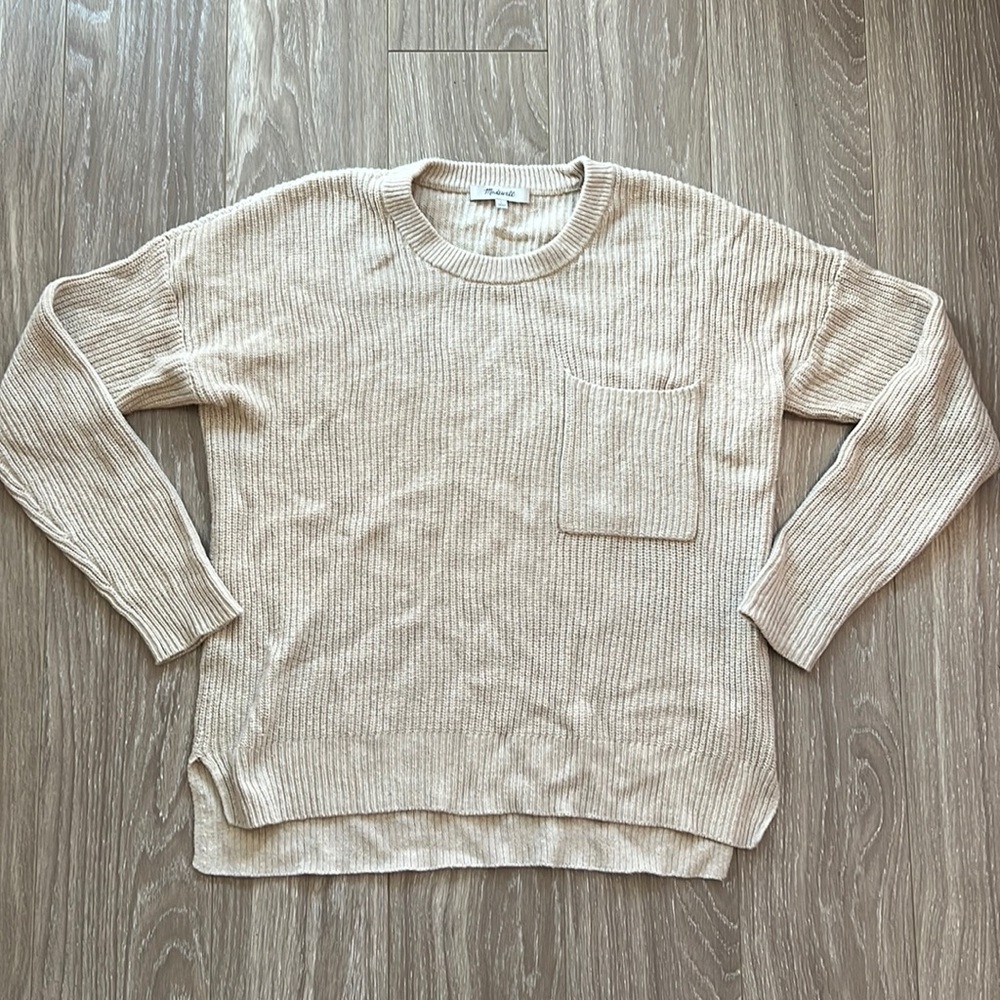 madewell khaki fisherman sweater small